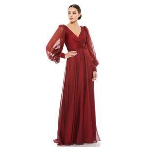 Mac Duggal Long Sleeve Red Dress